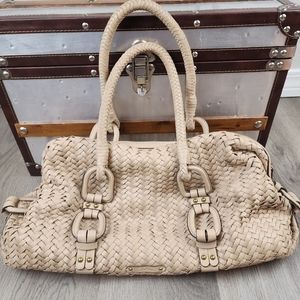 Cole Haan Woven Leather Slouchy Satchel Bag